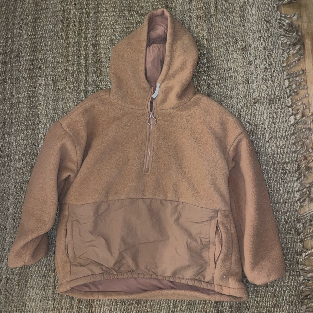 Fabletics fuzzy quarter zip. Color peach, size large